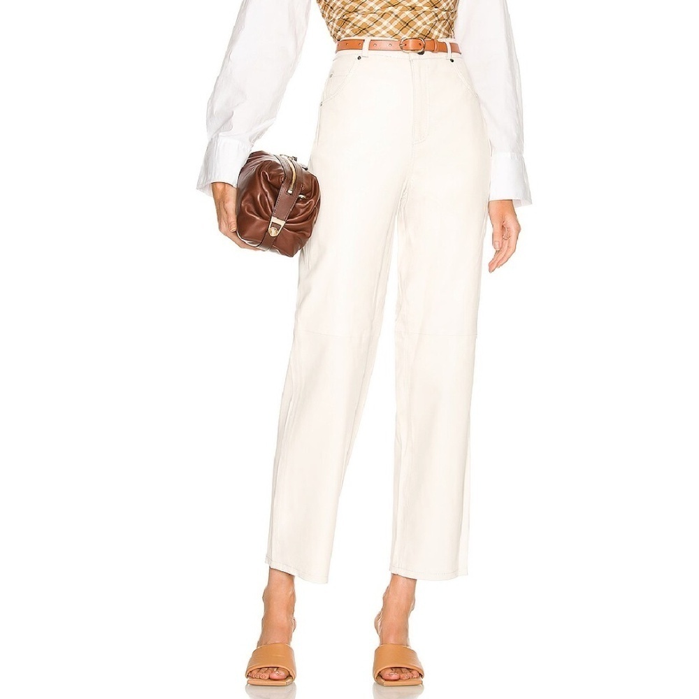 Revolve L'academie Los Angeles Ivory Jiselle 100% Leather Pant Size Xs